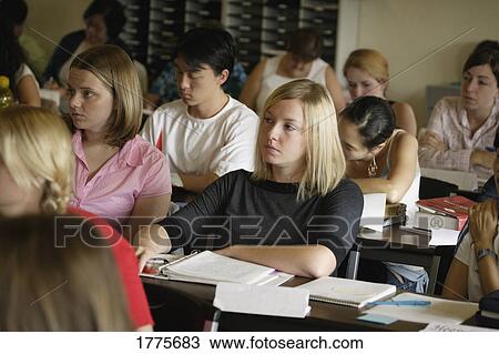 Stock Image - Students in class. Fotosearch