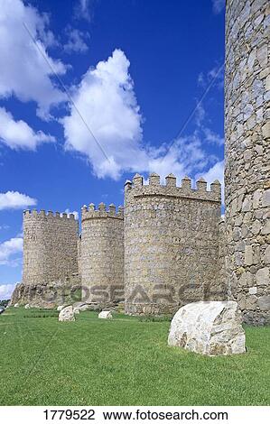 Stock Image - 11th Century Walls of Ávila Spain. Fotosearch