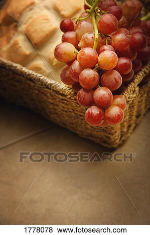 A close-up (close up closeup of grapes and bread View Large Photo Image Stock Photo - A close-up (close up closeup of grapes and bread . Fotosearch