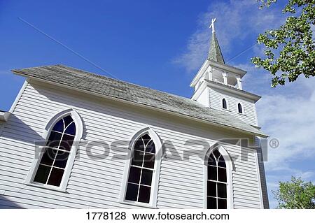 Stock Photo - A white church. Fotosearch