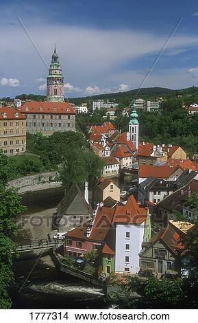 Aerial view across Cesky Krumlov Czech Republic View Large Photo Image Picture - Aerial view across Cesky Krumlov Czech Republic. Fotosearch