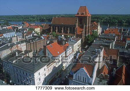 Stock Photo - Aerial view across Torun Poland. Fotosearch