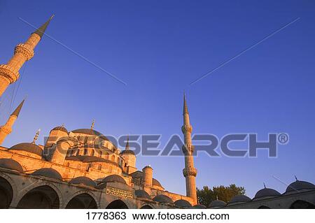 Stock Image - Blue Mosque at Sunset Istanbul Turkey. Fotosearch