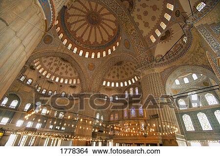 Picture - Blue Mosque Interior Istanbul Turkey. Fotosearch