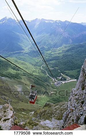 Stock Photo - Cable car Fuente Dé Northern Spain. Fotosearch