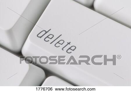 Stock Photograph - close up of a computer keyboard delete key. Fotosearch