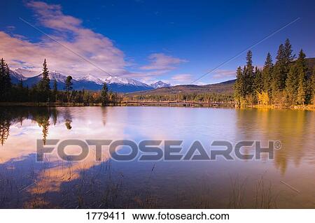 Footbridge Pyramid Lake Jasper National Park View Large Photo Image Stock Image - Footbridge Pyramid Lake Jasper National Park. Fotosearch