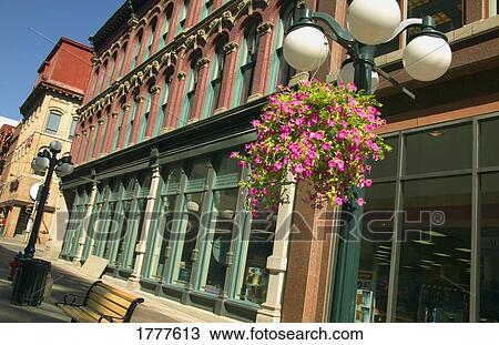 Old fashioned shop frontage and street View Large Photo Image Stock Image - Old fashioned shop frontage and street. Fotosearch