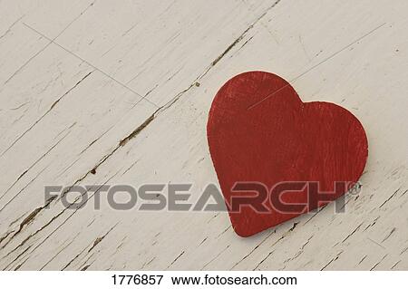 Stock Photo - Red wooden heart. Fotosearch