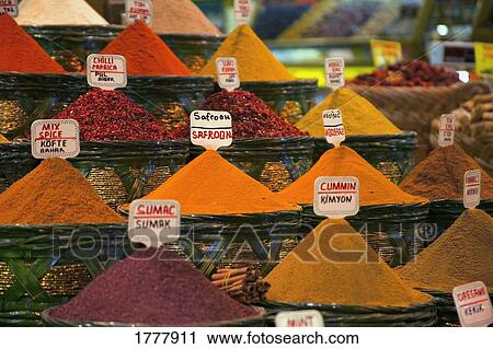 Spices for sale at a market View Large Photo Image Stock Image - Spices for sale at a market. Fotosearch