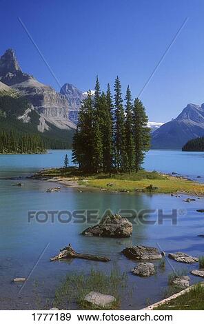 Spirit Island, Maligne Lake, Jasper National Park, Alberta, Canada View Large Photo Image Stock Photo - Spirit Island, Maligne Lake, Jasper National Park, Alberta, Canada. Fotosearch