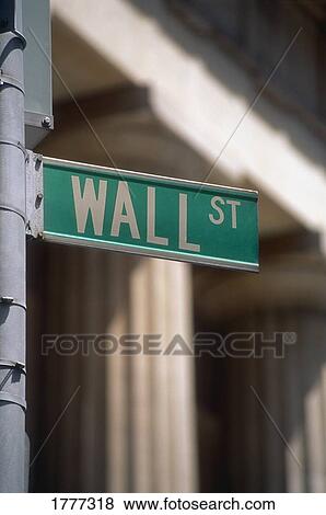 Street sign Wall Street View Large Photo Image Stock Photo - Street sign Wall Street. Fotosearch
