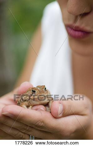 Woman kisses frog View Large Photo Image Stock Photograph - Woman kisses frog. Fotosearch