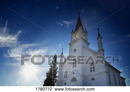 Stock Image - A church with steeple. Fotosearch