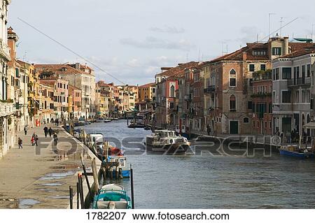 Canal Scene with motorboats View Large Photo Image Stock Photo - Canal Scene with motorboats. Fotosearch
