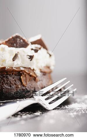 Stock Image - Closeup of a chocolate dessert. Fotosearch