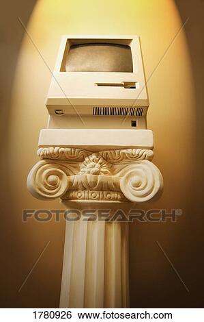 Stock Photograph - Computer monitor on pillar. Fotosearch