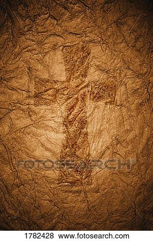 Stock Photo - Cross in crinkled background. Fotosearch