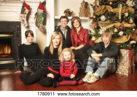 Stock Image - Family Christmas portrait. Fotosearch