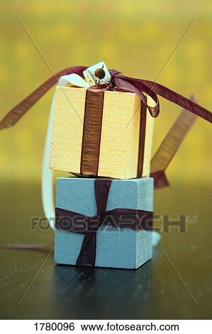 Stock Photograph - Gift-wrapped boxes. Fotosearch