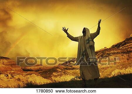 Jesus with arms stretched towards heaven View Large Photo Image Stock Image - Jesus with arms stretched towards heaven. Fotosearch