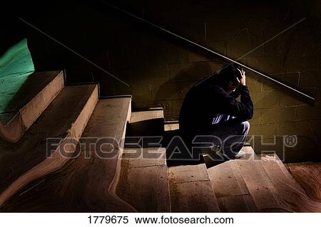 Man sitting on step View Large Photo Image Stock Photography - Man sitting on step. Fotosearch