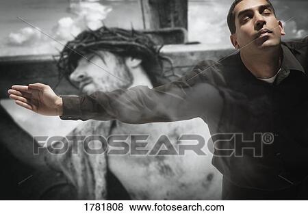 Man worshipping Jesus View Large Photo Image Stock Photo - Man worshipping Jesus. Fotosearch