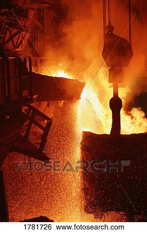 Stock Photograph - Molten steel factory. Fotosearch
