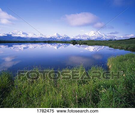 Stock Photography - Mountain reflection in pond. Fotosearch