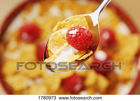 Raspberries and cereal View Large Photo Image Stock Image - Raspberries and cereal. Fotosearch