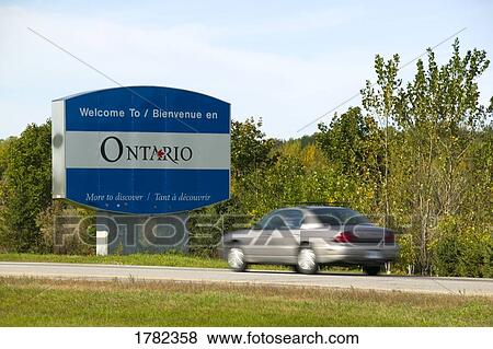 Stock Photo - Welcome to Ontario sign. Fotosearch