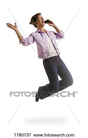 Stock Photo - Woman receives good news. Fotosearch