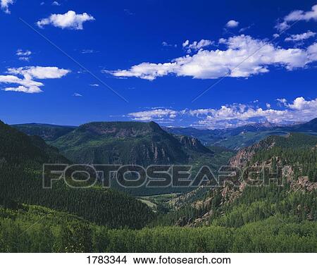 Picture - A view of the Rio Grande River valley, Rio Grande National Forest. Fotosearch