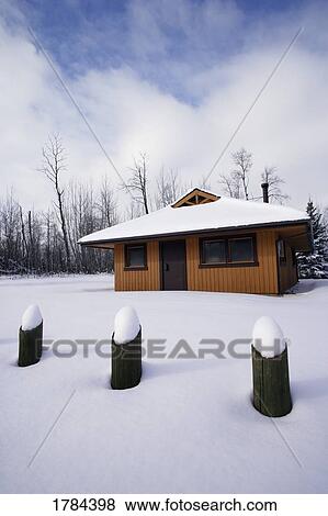 Cabin in winter View Large Photo Image Stock Photo - Cabin in winter. Fotosearch