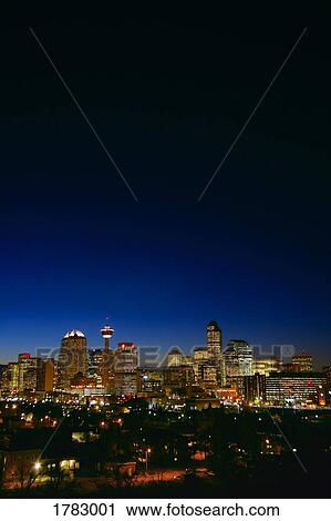 Calgary skyline at dusk View Large Photo Image Stock Image - Calgary skyline at dusk. Fotosearch