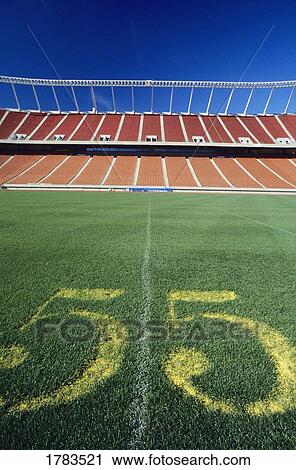 Stock Image - Centre Line of Football Stadium. Fotosearch