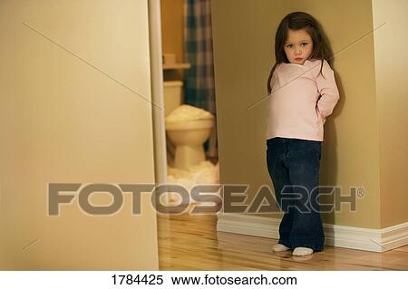 Stock Photography - Child guilty of toilet paper mess. Fotosearch