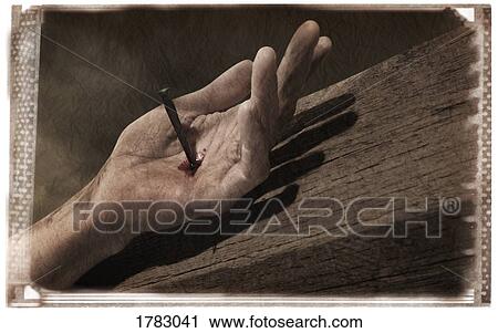 Stock Image - Closeup of Jesus' hand. Fotosearch