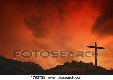 Cross on a hill View Large Photo Image Stock Photo - Cross on a hill. Fotosearch