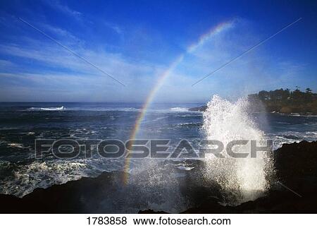 Half-arc rainbow over crashing wave, Defoe Bay, Pacific coast View Large Photo Image Stock Photo - Half-arc rainbow over crashing wave, Defoe Bay, Pacific coast. Fotosearch