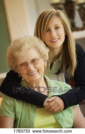 Portrait of granddaughter with grandmother View Large Photo Image Stock Image - Portrait of granddaughter with grandmother. Fotosearch