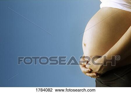 Stock Image - Pregnant belly. Fotosearch