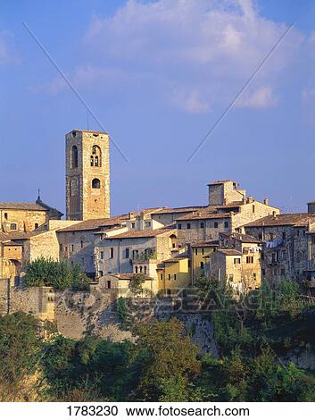 Stock Image - Quaint Tuscan village. Fotosearch