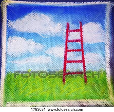 Sketch of a ladder to the sky View Large Photo Image Stock Image - Sketch of a ladder to the sky. Fotosearch