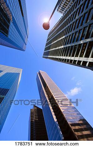 Stock Image - Skyscrapers rising out of the downtown. Fotosearch