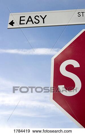Stock Photo - street sign, easy street. Fotosearch
