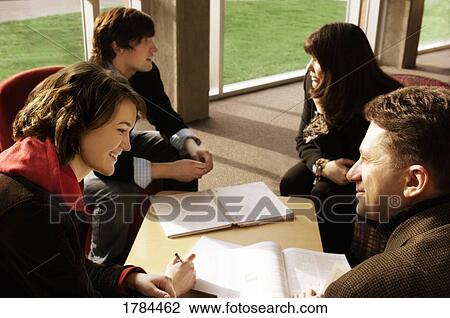 Stock Image - Students With Teachers. Fotosearch
