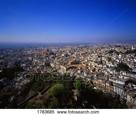 Stock Photography - View of the Spanish city of Grenada, seen from the Alhamba palace. Fotosearch