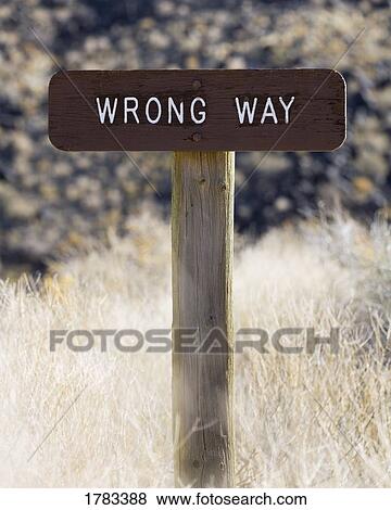Wrong way sign View Large Photo Image Stock Photo - Wrong way sign. Fotosearch