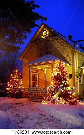 House decorated at Christmas View Large Photo Image Stock Image - House decorated at Christmas. Fotosearch
